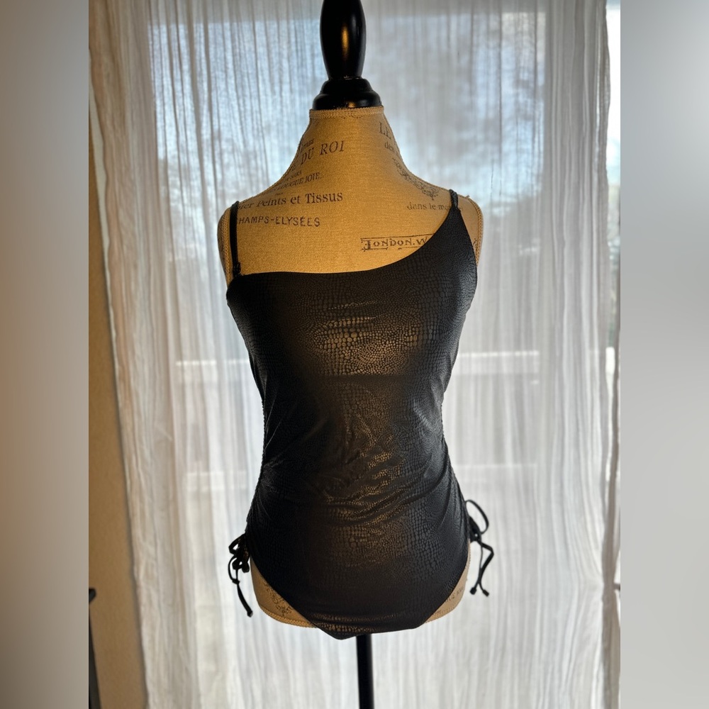 Bar III Black Asymmetrical Cut Out Bodysuit